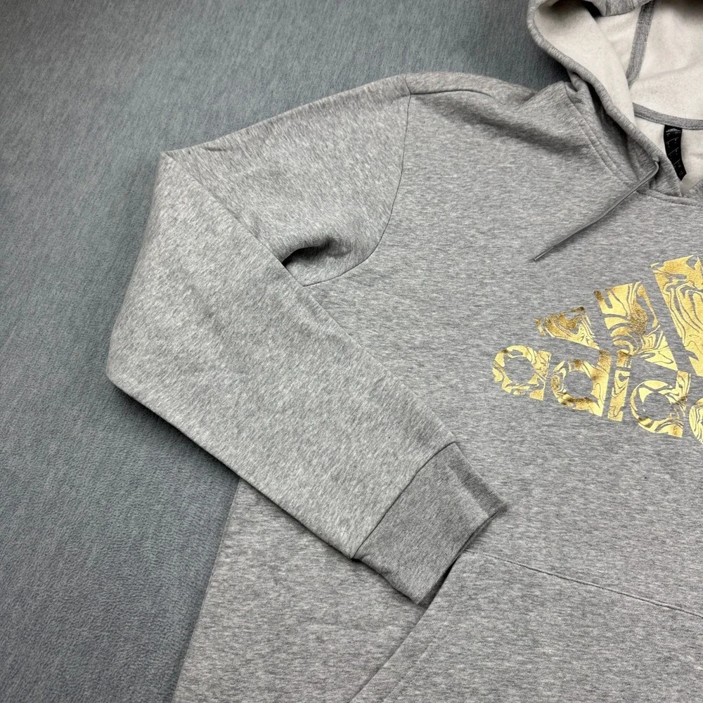 Adidas Sweater Men Large Gray  Liquid Foil Badge Sport Graphic Hoodie Jacket NWT